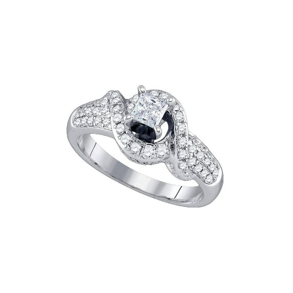 FB Jewels 14kt White Gold Princess Diamond Solitaire Swirl Bridal Wedding Engagement Ring 7/8 Cttw Size 6.5
