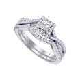 thumbnail image 1 of FB Jewels 14kt White Gold Princess Diamond Twist Bridal Wedding Ring Band Set 5/8 Cttw Size 6, 1 of 1