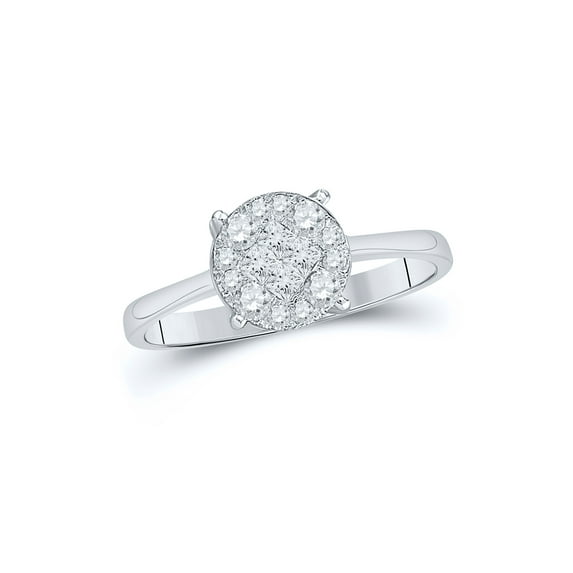 FB Jewels 14kt White Gold Princess Round Diamond Cluster Bridal Wedding Engagement Ring 2 Cttw Size 9.5