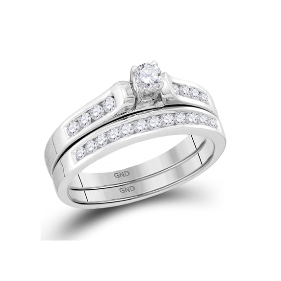 FB Jewels 14kt White Gold Round Diamond Bridal Wedding Ring Band Set 1/2 Cttw Size 7.5