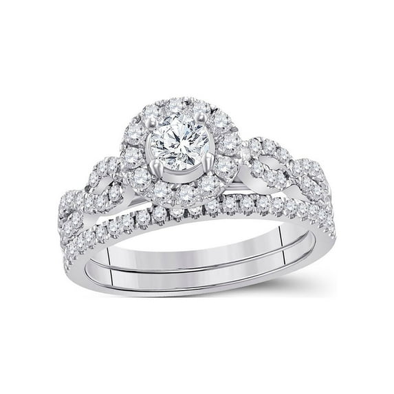 FB Jewels 14kt White Gold Round Diamond Bridal Wedding Ring Band Set 1 Cttw Size 8