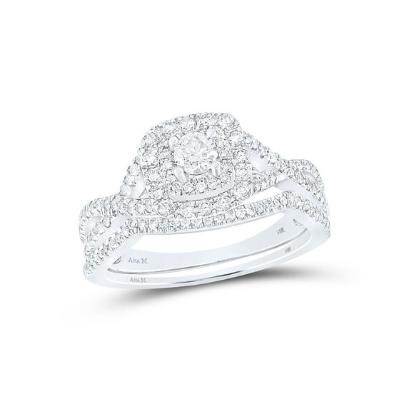 FB Jewels 14kt White Gold Round Diamond Bridal Wedding Ring Band Set 3/4 Cttw Size 10