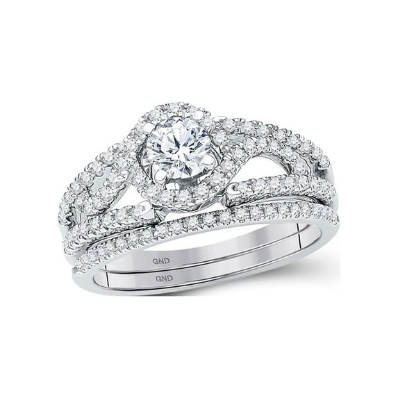 FB Jewels 14kt White Gold Round Diamond Bridal Wedding Ring Band Set 3/4 Cttw Size 7.5