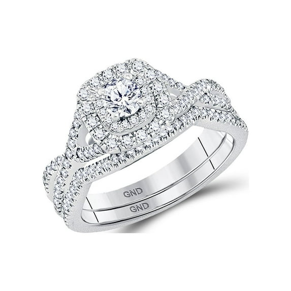 FB Jewels 14kt White Gold Round Diamond Bridal Wedding Ring Band Set 3/4 Cttw Size 8.5