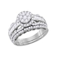 thumbnail image 1 of FB Jewels 14kt White Gold Round Diamond Cluster Bridal Wedding Ring Band Set 1-1/2 Cttw Size 5, 1 of 1