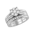 thumbnail image 1 of FB Jewels 14kt White Gold Round Diamond Cluster Bridal Wedding Ring Band Set 1 Cttw Size 8.5, 1 of 1