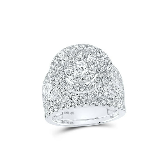 FB Jewels 14kt White Gold Round Diamond Cluster Bridal Wedding Ring Band Set 3 Cttw Size 6
