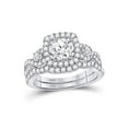 thumbnail image 1 of FB Jewels 14kt White Gold Round Diamond Halo Bridal Wedding Ring Band Set 1-3/4 Cttw Size 7, 1 of 4