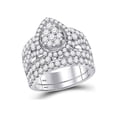 thumbnail image 1 of FB Jewels 14kt White Gold Round Diamond Pear Cluster Bridal Wedding Ring Band Set 3 Cttw Size 6, 1 of 3