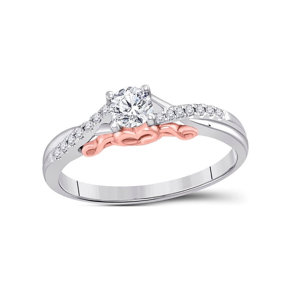 FB Jewels 14kt White Gold Round Diamond Solitaire Bridal Wedding Engagement Ring 1/3 Cttw Size 6.5