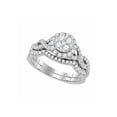 thumbnail image 1 of FB Jewels 14kt White Gold Womens Diamond Cluster Bridal Wedding Engagement Ring Band Set 7/8 Cttw, 1 of 1