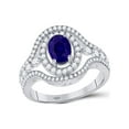 thumbnail image 1 of FB Jewels 14kt White Gold Womens Oval Blue Sapphire Diamond Solitaire Ring 1-1/2 Cttw, 1 of 1