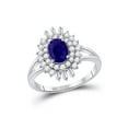 thumbnail image 1 of FB Jewels 14kt White Gold Womens Oval Blue Sapphire Solitaire Bridal Wedding Engagement Ring 1-1/3 Cttw, 1 of 1