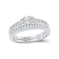 thumbnail image 1 of FB Jewels 14kt White Gold Womens Princess Diamond 3-Stone Bridal Wedding Engagement Ring Band Set 1/2 Cttw, 1 of 1