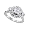 thumbnail image 1 of FB Jewels 14kt White Gold Womens Princess Diamond Circle Cluster Ring 7/8 Cttw Size 7.5, 1 of 1