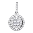 thumbnail image 1 of FB Jewels 14kt White Gold Womens Princess Diamond Fashion Halo Cluster Pendant 1/2 Cttw, 1 of 1