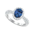 thumbnail image 1 of FB Jewels 14kt White Gold Womens Round Blue Sapphire Oval Cluster Ring 1-5/8 Cttw, 1 of 1