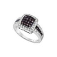 thumbnail image 1 of FB Jewels 14kt White Gold Womens Round Brown Diamond Cluster Ring 1/2 Cttw - Size 5, 1 of 1