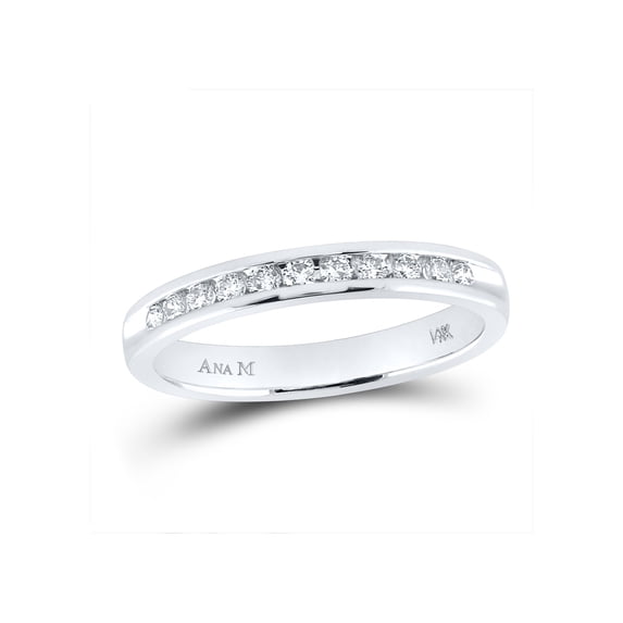 FB Jewels 14kt White Gold Womens Round Channel-set Diamond Single Row Wedding Band 3/4
