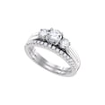 thumbnail image 1 of FB Jewels 14kt White Gold Womens Round Diamond 3-Stone Bridal Wedding Engagement Ring Band Set 1.00 Cttw, 1 of 1