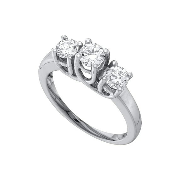 FB Jewels 14kt White Gold Womens Round Diamond 3-stone Bridal Wedding Engagement Ring 1/2 Cttw