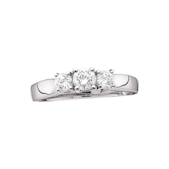 FB Jewels 14kt White Gold Womens Round Diamond 3-stone Bridal Wedding Engagement Ring 1/2 Cttw