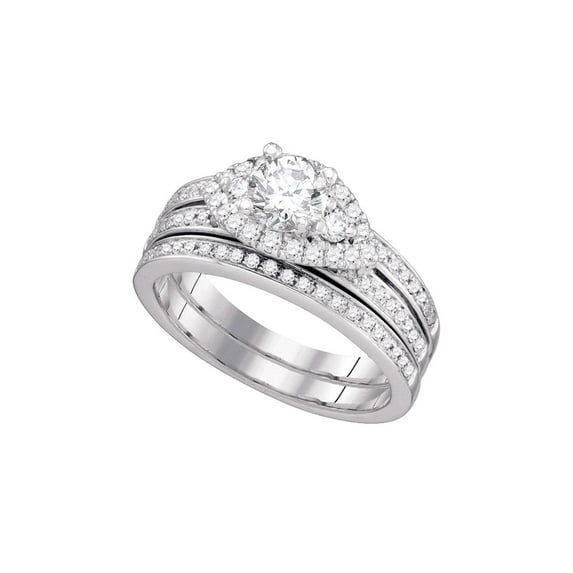 FB Jewels 14kt White Gold Womens Round Diamond Bridal Wedding Engagement Ring Band Set 1.00 Cttw
