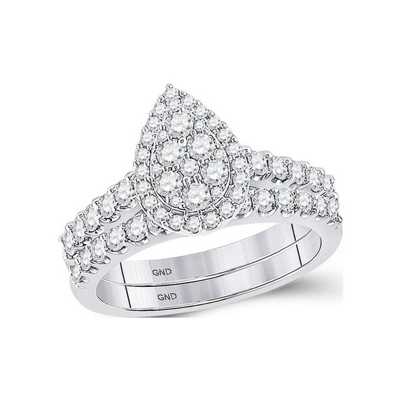 FB Jewels 14kt White Gold Womens Round Diamond Bridal Wedding Engagement Ring Band Set 1.00 Cttw