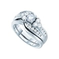 thumbnail image 1 of FB Jewels 14kt White Gold Womens Round Diamond Bridal Wedding Engagement Ring Band Set 1.00 Cttw, 1 of 1
