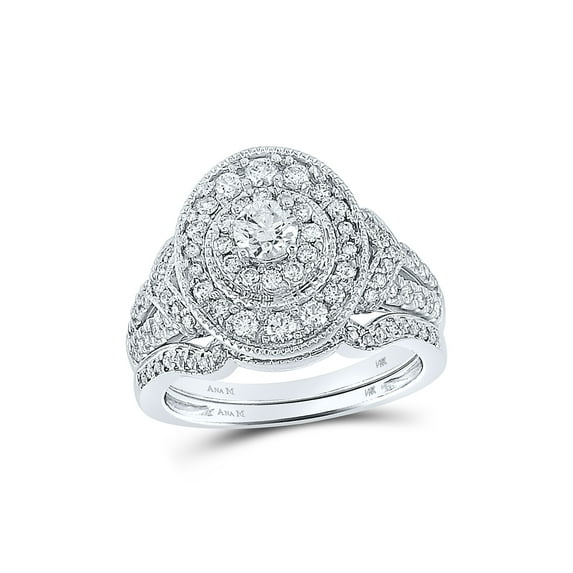 FB Jewels 14kt White Gold Womens Round Diamond Bridal Wedding Engagement Ring Band Set 1.00 Cttw