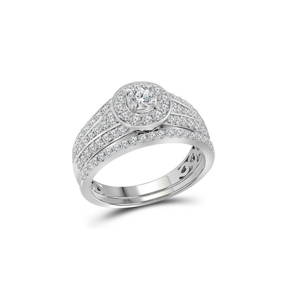 FB Jewels 14kt White Gold Womens Round Diamond Bridal Wedding Engagement Ring Band Set 1.00 Cttw