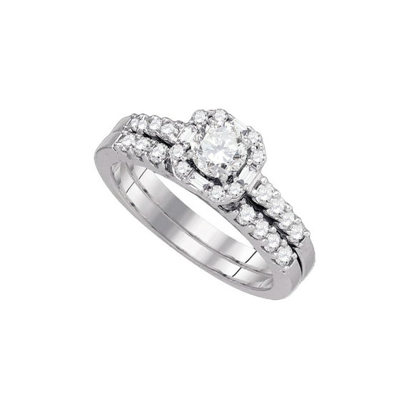 FB Jewels 14kt White Gold Womens Round Diamond Bridal Wedding Engagement Ring Band Set 1.00 Cttw