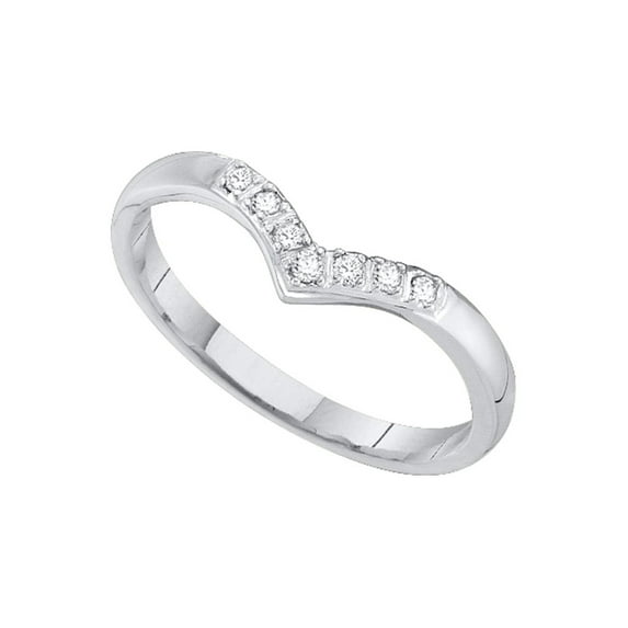 FB Jewels 14kt White Gold Womens Round Diamond Chevron Band Ring 1/12 Cttw