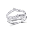 thumbnail image 1 of FB Jewels 14kt White Gold Womens Round Diamond Chevron Wrap Ring Guard Enhancer Wedding Band 1/2 Cttw, 1 of 1