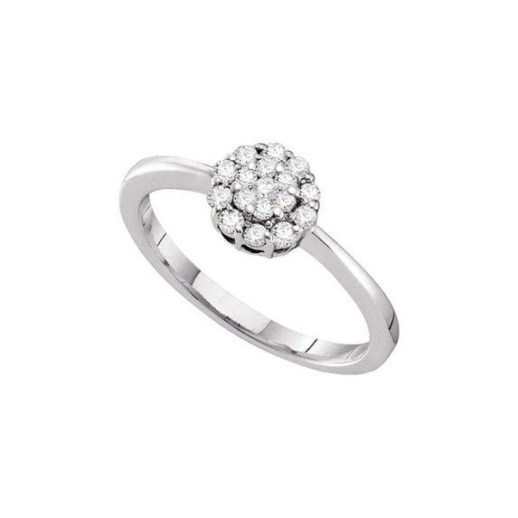 FB Jewels 14kt White Gold Womens Round Diamond Circle Frame Flower Cluster Ring 1/4 Cttw