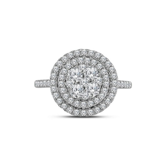 FB Jewels 14kt White Gold Womens Round Diamond Circle Halo Cluster Ring 1 Cttw Size 7.5