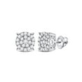 thumbnail image 1 of FB Jewels 14kt White Gold Womens Round Diamond Cluster Earrings 1 Cttw, 1 of 1