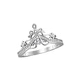 thumbnail image 1 of FB Jewels 14kt White Gold Womens Round Diamond Cross Crown Tiara Band Ring 1/20 Cttw, 1 of 1