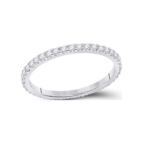 FB Jewels 14kt White Gold Womens Round Diamond Eternity Wedding Band 1/2 Cttw