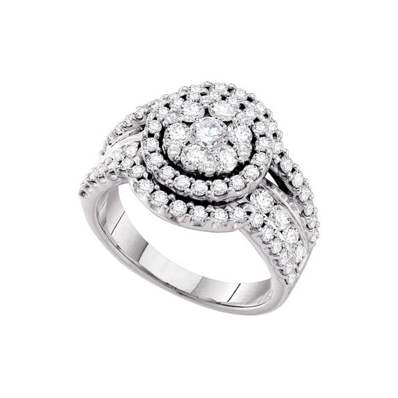 FB Jewels 14kt White Gold Womens Round Diamond Flower Cluster Cluster Ring 2 Cttw Size 8.5