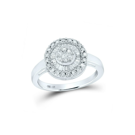 FB Jewels 14kt White Gold Womens Round Diamond Flower Cluster Ring 3/4 Cttw