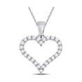 thumbnail image 1 of FB Jewels 14kt White Gold Womens Round Diamond Outline Heart Pendant 1/4 Cttw, 1 of 1