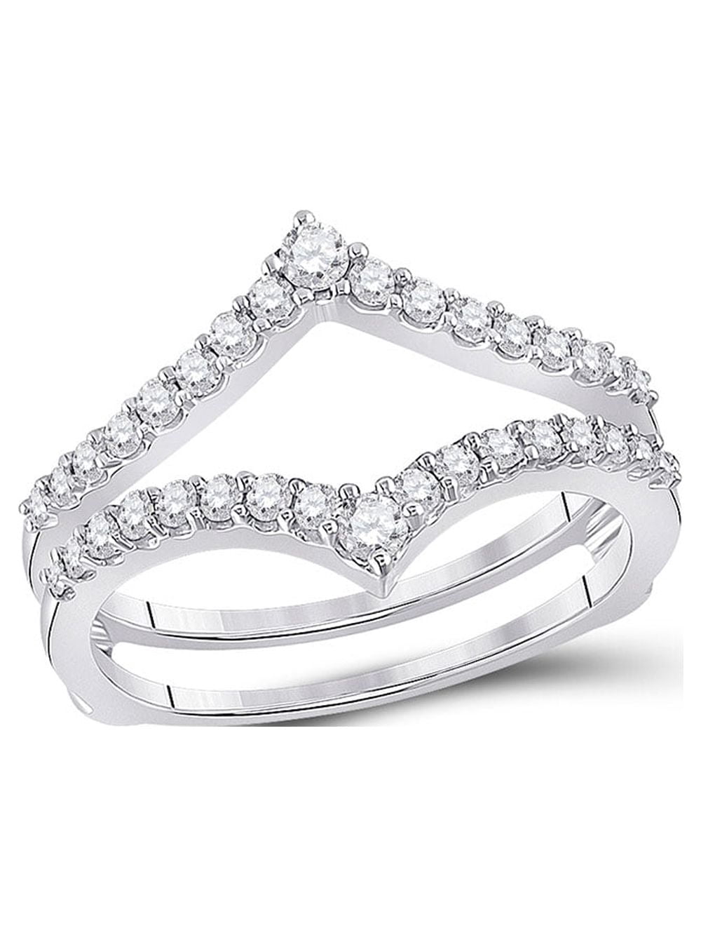 FB Jewels 14kt White Gold Womens Round Diamond Ring Guard Wrap Enhancer ...