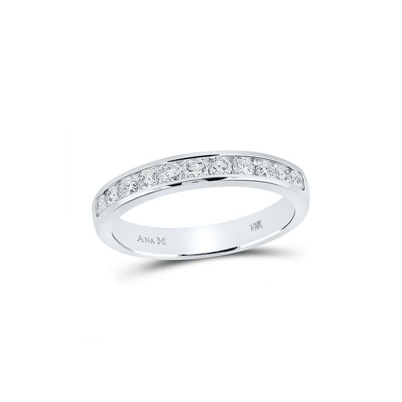 FB Jewels 14kt White Gold Womens Round Diamond Single Row Channel-set Wedding Band 1/2 Cttw