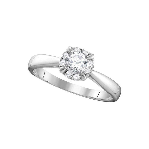 FB Jewels 14kt White Gold Womens Round Diamond Solitaire Bridal Wedding Engagement Ring 1/2 Cttw