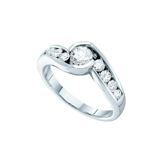 FB Jewels 14kt White Gold Womens Round Diamond Solitaire Bridal Wedding Engagement Ring 7/8 Cttw