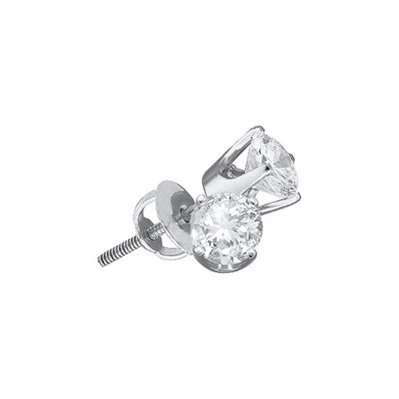 FB Jewels 14kt White Gold Womens Round Diamond Solitaire Stud Earrings 3/8 Cttw