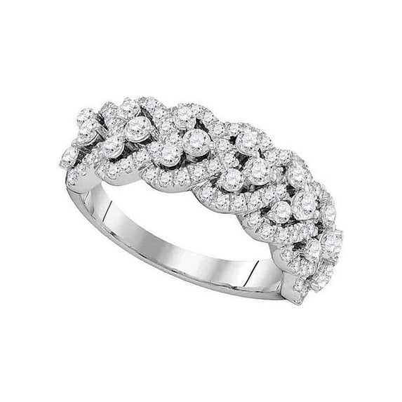 FB Jewels 14kt White Gold Womens Round Diamond Spade-shape Band Ring 1-3/8 Cttw