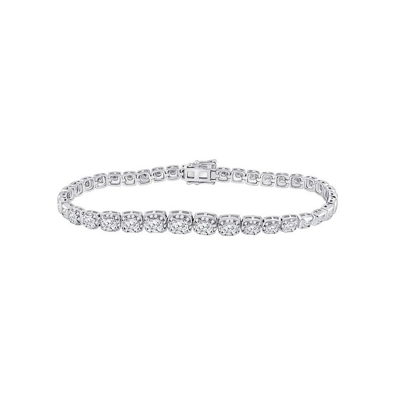 FB Jewels 14kt White Gold Womens Round Diamond Tennis Bracelet 3 3