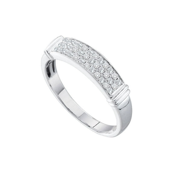 FB Jewels 14kt White Gold Womens Round Diamond Triple Row Band Ring 1/3 Cttw